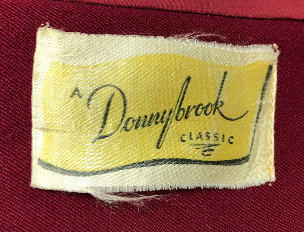 LAYAWAY PAYMENT 3 OF 4 - RESERVED FOR SARA - Stunning Original 1940s Vintage Deep Burgundy Red Asymmetrical Blazer By Donnybrook