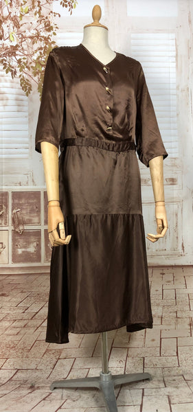 LAYAWAY PAYMENT 2 OF 4 - RESERVED FOR SAIRA - Immaculate Original Late 1920s 20s / Early 1930s 30s Volup Brown Satin Dress