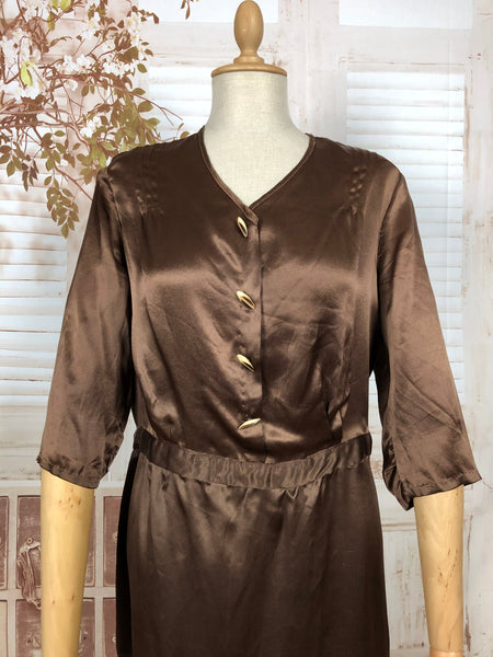 LAYAWAY PAYMENT 2 OF 4 - RESERVED FOR SAIRA - Immaculate Original Late 1920s 20s / Early 1930s 30s Volup Brown Satin Dress