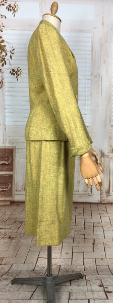 Amazing Original Late 1940s Vintage Lemon Mustard Yellow Skirt Suit