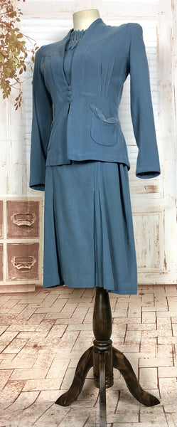 Exquisite Original 1930s Vintage Periwinkle Blue Dress Suit