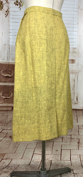 Amazing Original Late 1940s Vintage Lemon Mustard Yellow Skirt Suit