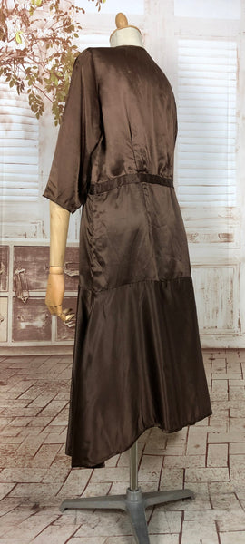 LAYAWAY PAYMENT 2 OF 4 - RESERVED FOR SAIRA - Immaculate Original Late 1920s 20s / Early 1930s 30s Volup Brown Satin Dress