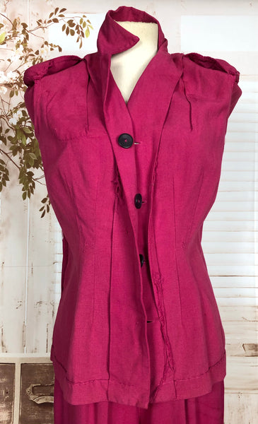 LAYAWAY PAYMENT 3 OF 3 - RESERVED FOR LIV - Exceptional Original 1940s Vintage Hot Fuchsia Pink Pant Suit