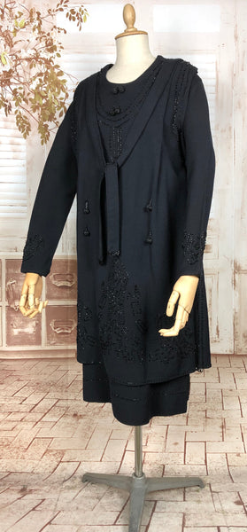 LAYAWAY PAYMENT 1 OF 3 - RESERVED FOR GILDA - Exquisite Rare Antique Edwardian 1910s Navy Blue Beaded Two Piece Dress