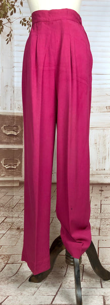 LAYAWAY PAYMENT 3 OF 3 - RESERVED FOR LIV - Exceptional Original 1940s Vintage Hot Fuchsia Pink Pant Suit