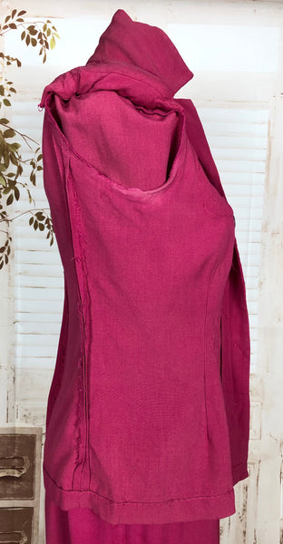 LAYAWAY PAYMENT 3 OF 3 - RESERVED FOR LIV - Exceptional Original 1940s Vintage Hot Fuchsia Pink Pant Suit