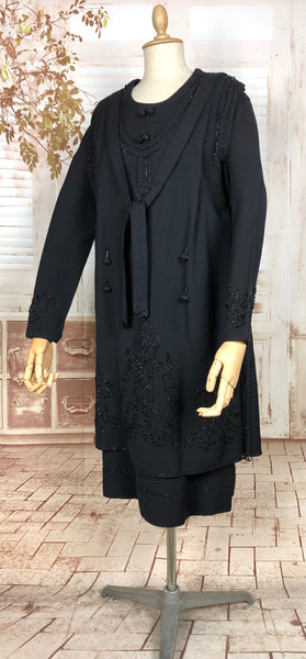 LAYAWAY PAYMENT 3 OF 3 - RESERVED FOR GILDA - Exquisite Rare Antique Edwardian 1910s Navy Blue Beaded Two Piece Dress