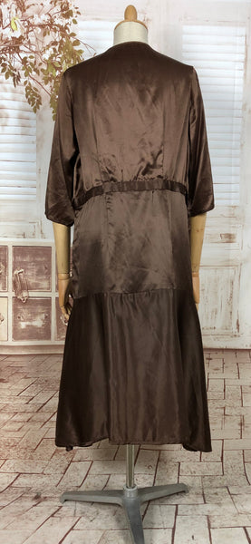 LAYAWAY PAYMENT 3 OF 4 - RESERVED FOR SAIRA - Immaculate Original Late 1920s 20s / Early 1930s 30s Volup Brown Satin Dress