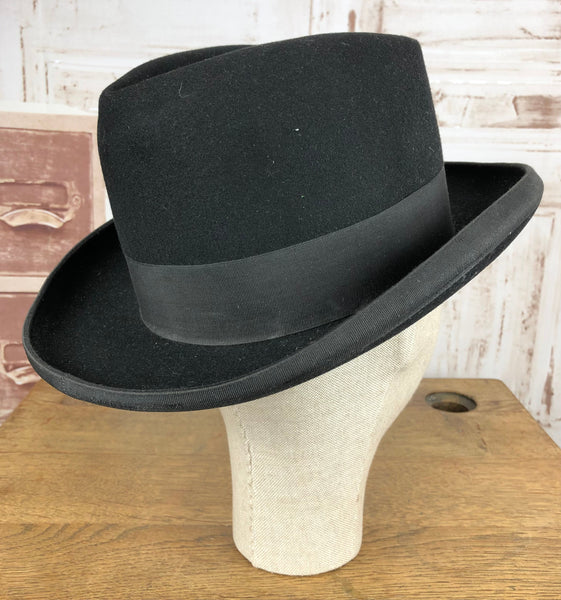 Exquisite Original 1920s / 1930s Vintage Gent’s Black Homburg Hat
