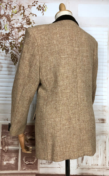 Original Late 1970s Does 1940s Vintage Tweed Equestrian Hacking Jacket In Harris Tweed