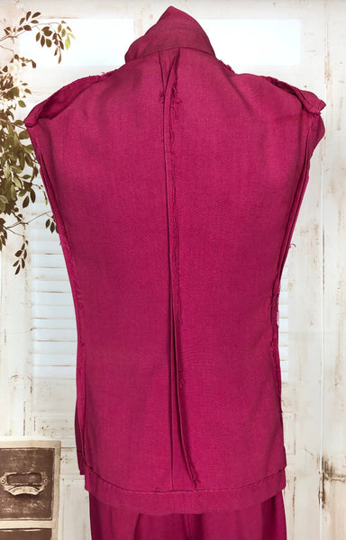 LAYAWAY PAYMENT 3 OF 3 - RESERVED FOR LIV - Exceptional Original 1940s Vintage Hot Fuchsia Pink Pant Suit