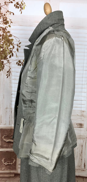 Fabulous Original Late 1940s / Early 1950s Vintage Grey Belt Back Skirt Suit