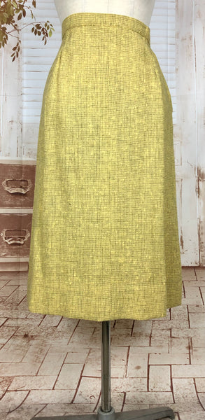 Amazing Original Late 1940s Vintage Lemon Mustard Yellow Skirt Suit