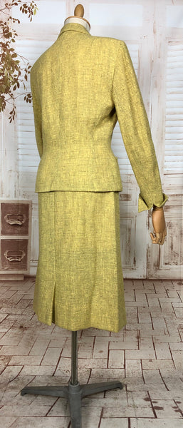 Amazing Original Late 1940s Vintage Lemon Mustard Yellow Skirt Suit