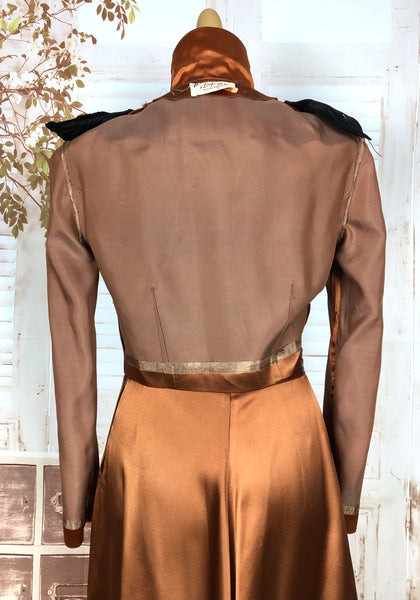RESERVED ON LAYAWAY FOR SENDI - Exquisite Original Late 1940s Vintage Copper Satin New Look Cropped Suit
