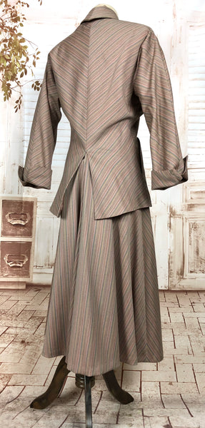 Extraordinary Original Late 1940s / Early 1950s Vintage Rainbow Striped Claire McCardell Suit