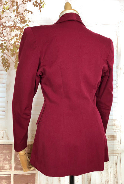 LAYAWAY PAYMENT 3 OF 4 - RESERVED FOR SARA - Stunning Original 1940s Vintage Deep Burgundy Red Asymmetrical Blazer By Donnybrook