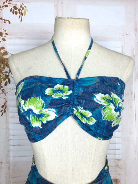 Amazing Early 1950s Vintage Hawaiian Two Piece Swimsuit Bikini
