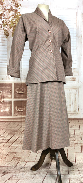 Extraordinary Original Late 1940s / Early 1950s Vintage Rainbow Striped Claire McCardell Suit