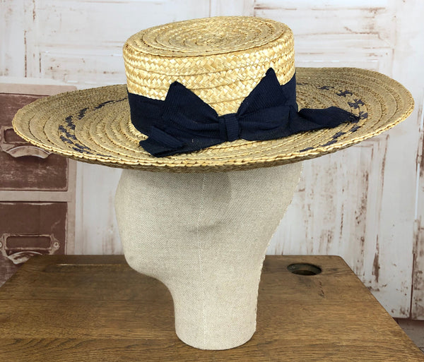 Amazing Original 1930s Vintage Straw Wide Brim Sun Hat