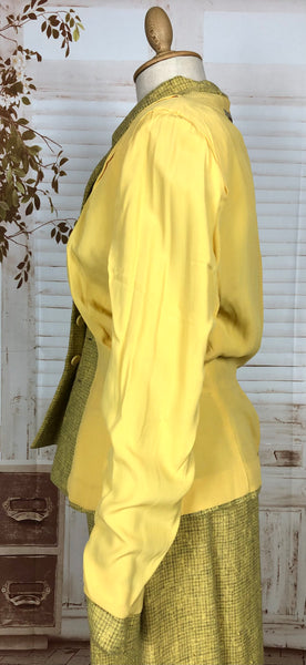 Amazing Original Late 1940s Vintage Lemon Mustard Yellow Skirt Suit