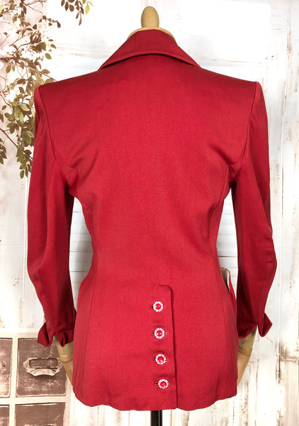 LAYAWAY PAYMENT 1 OF 3 - RESERVED FOR NATASHA - Iconic Original 1950s Vintage Bright Red Lilli Ann Blazer With White Accents
