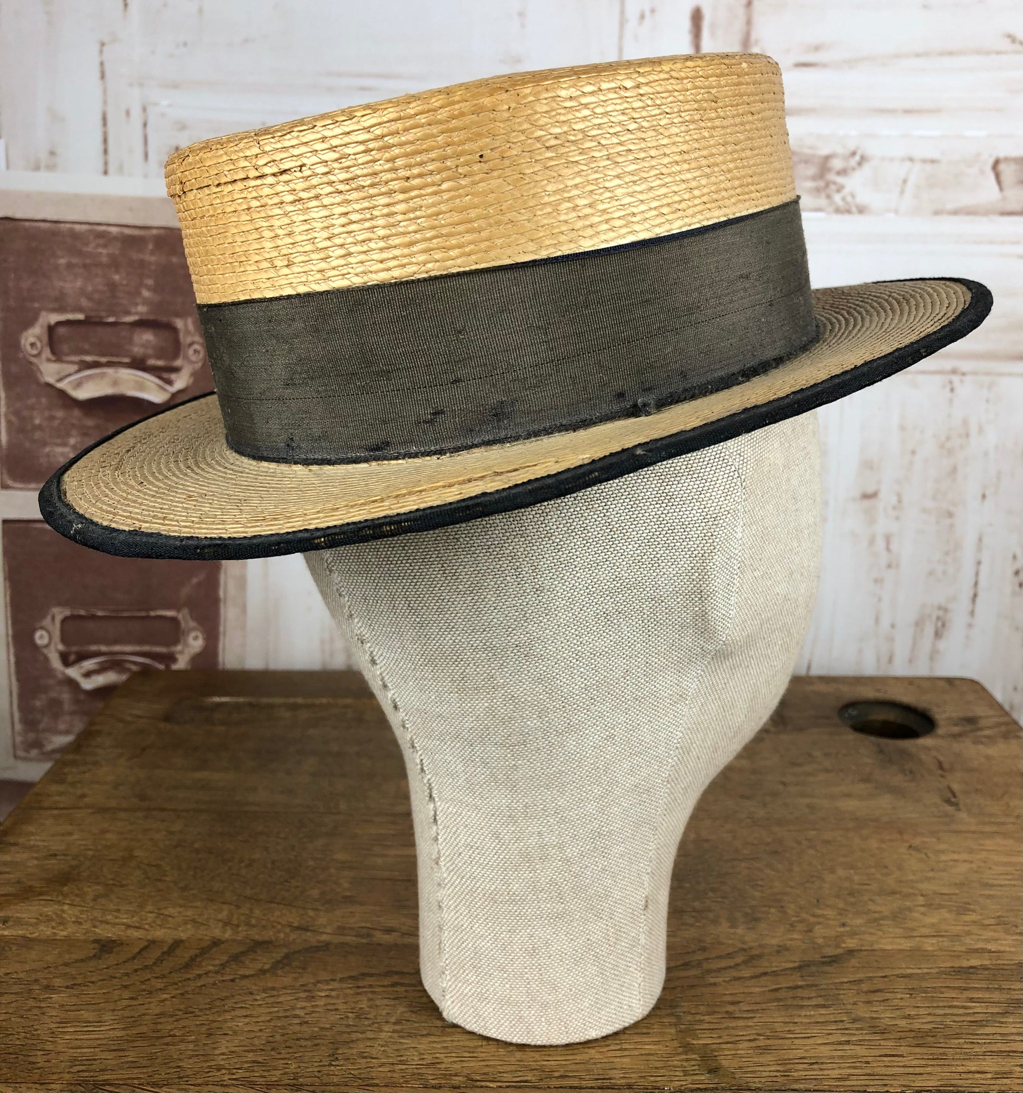 30s カンカン帽 ヴィンテージvintageアンティーク 麦わら帽子55cm 30s カンカン帽 ヴィンテージvintageアンティーク 麦わら帽子55cm SOLD