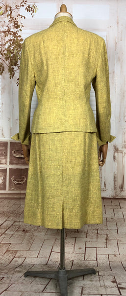 Amazing Original Late 1940s Vintage Lemon Mustard Yellow Skirt Suit