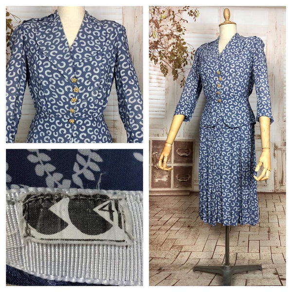 LAYAWAY PAYMENT 1 OF 2 - RESERVED FOR CLEMENTINE - Stunning Original 1940s Vintage CC41 Utility Rayon Novelty Print Skirt Suit