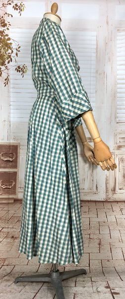 Gorgeous Original 1950s Vintage Green And Teal Plaid House Dress By Dynasty