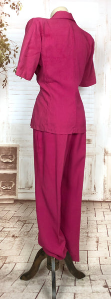 LAYAWAY PAYMENT 1 OF 3 - RESERVED FOR LIV - Exceptional Original 1940s Vintage Hot Fuchsia Pink Pant Suit