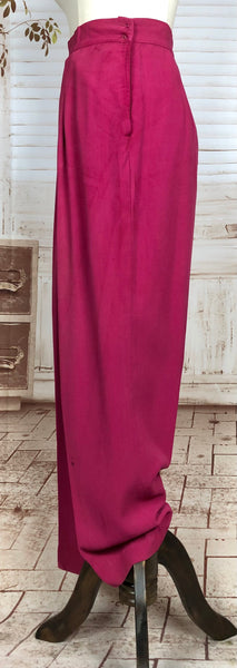 LAYAWAY PAYMENT 3 OF 3 - RESERVED FOR LIV - Exceptional Original 1940s Vintage Hot Fuchsia Pink Pant Suit