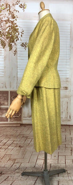Amazing Original Late 1940s Vintage Lemon Mustard Yellow Skirt Suit