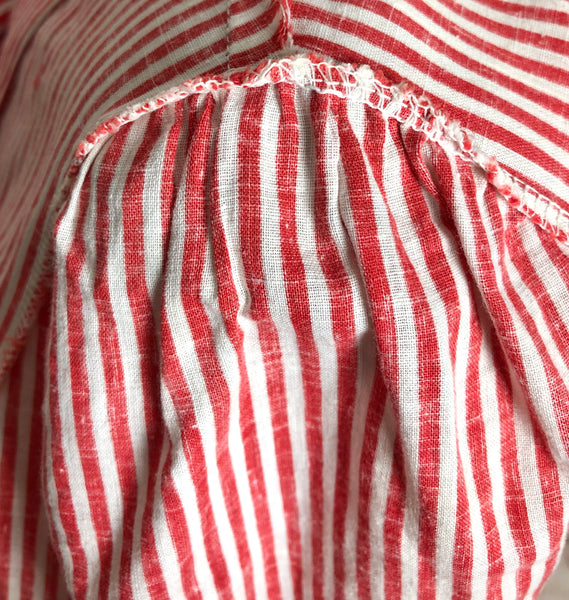 Exquisite Original 1940s Volup Vintage Red And White Candy Striped Day Dress