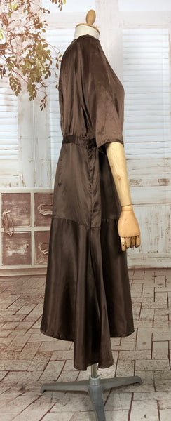 LAYAWAY PAYMENT 2 OF 4 - RESERVED FOR SAIRA - Immaculate Original Late 1920s 20s / Early 1930s 30s Volup Brown Satin Dress