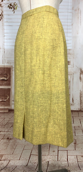 Amazing Original Late 1940s Vintage Lemon Mustard Yellow Skirt Suit