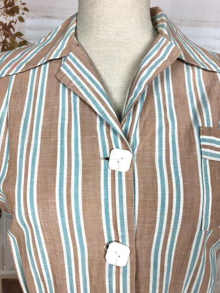 LAYAWAY PAYMENT 2 OF 2 - RESERVED FOR KHARONN - Super Rare 1940s Volup Vintage Blush Blue And White Striped Summer Play Suit Romper
