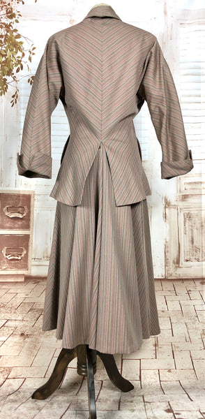 Extraordinary Original Late 1940s / Early 1950s Vintage Rainbow Striped Claire McCardell Suit