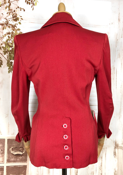 LAYAWAY PAYMENT 3 OF 3 - RESERVED FOR NATASHA - Iconic Original 1950s Vintage Bright Red Lilli Ann Blazer With White Accents