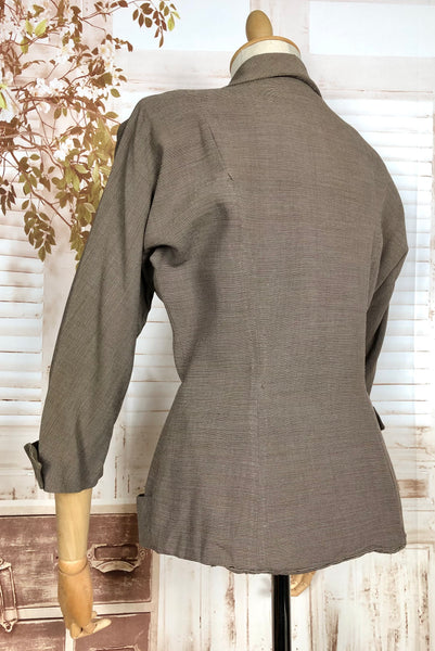 Fabulous Late 1940s Vintage Brown Fine Striped Suit Blazer By R&K Original