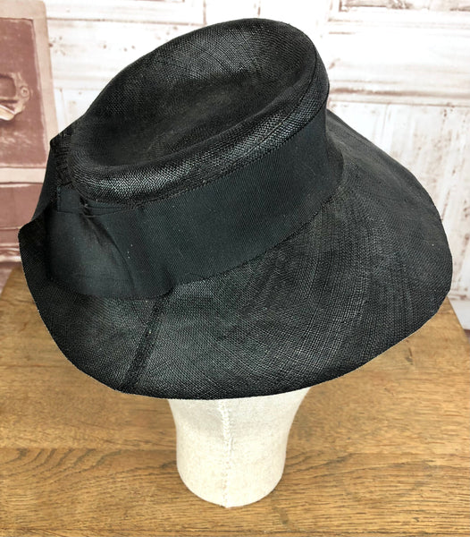 Original Late 1930s / Early 1940s Black Brimmed Tilt Hat