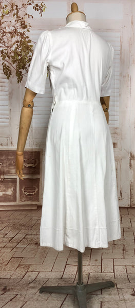 Stunning Original Early 1940s Vintage White Textured Summer Dress