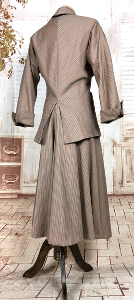 Extraordinary Original Late 1940s / Early 1950s Vintage Rainbow Striped Claire McCardell Suit