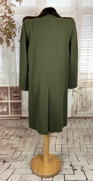 LAYAWAY PAYMENT 2 of 2 - RESERVED FOR CAROL - PLEASE DO NOT PURCHASE - Original 1940s 40s Vintage Sage Green Ladies Wool Coat With Rich Brown Fur Collar