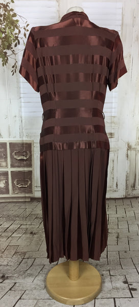 Original 1940s 40s Vintage Copper Satin Dress By Form Fit Dresses New York
