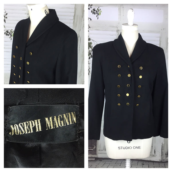 Original Vintage 1950s 50s Joseph Magnin Black Jacket Coat