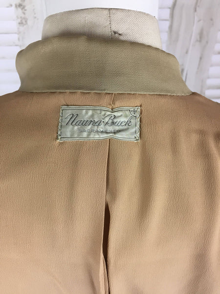 Original 1940s 40s Beige Arrow Gabardine Skirt Suit