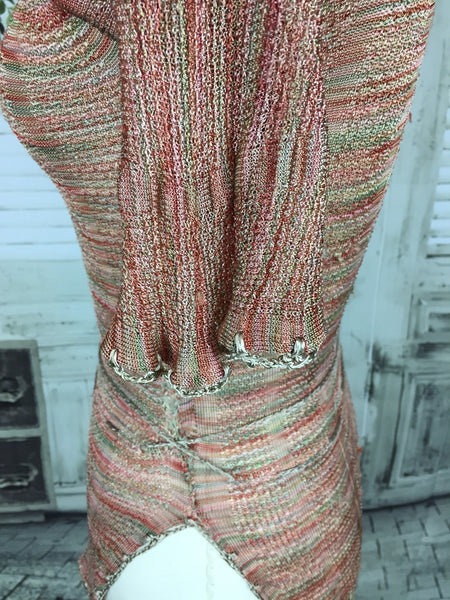 Original 1920s Pink Silk Top With Tassel String Belt & Collar