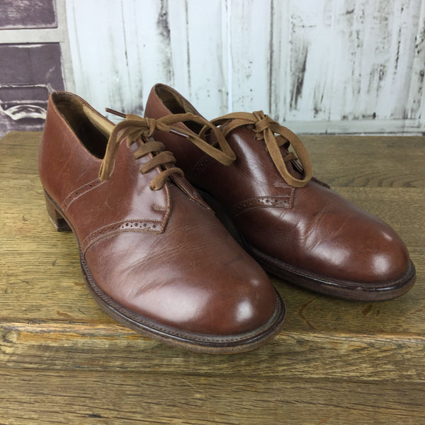 Original 1940s Clarks CC41 Utility Brown Oxford Leather Shoes